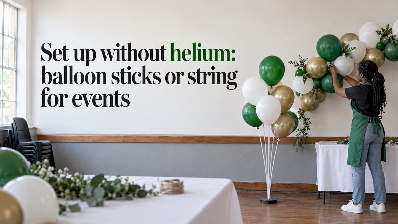 Set up without helium: balloon sticks or string for events